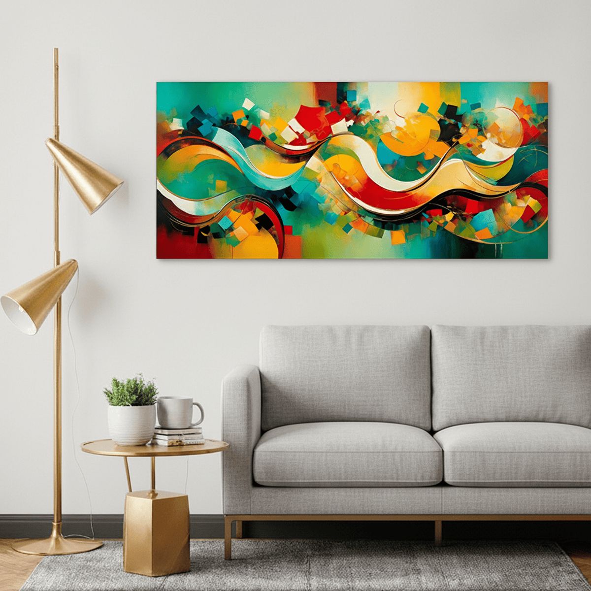 GENERICO - Lienzo Cuadro Decorativo Aurora de Colores Vibrantes 118X55CM