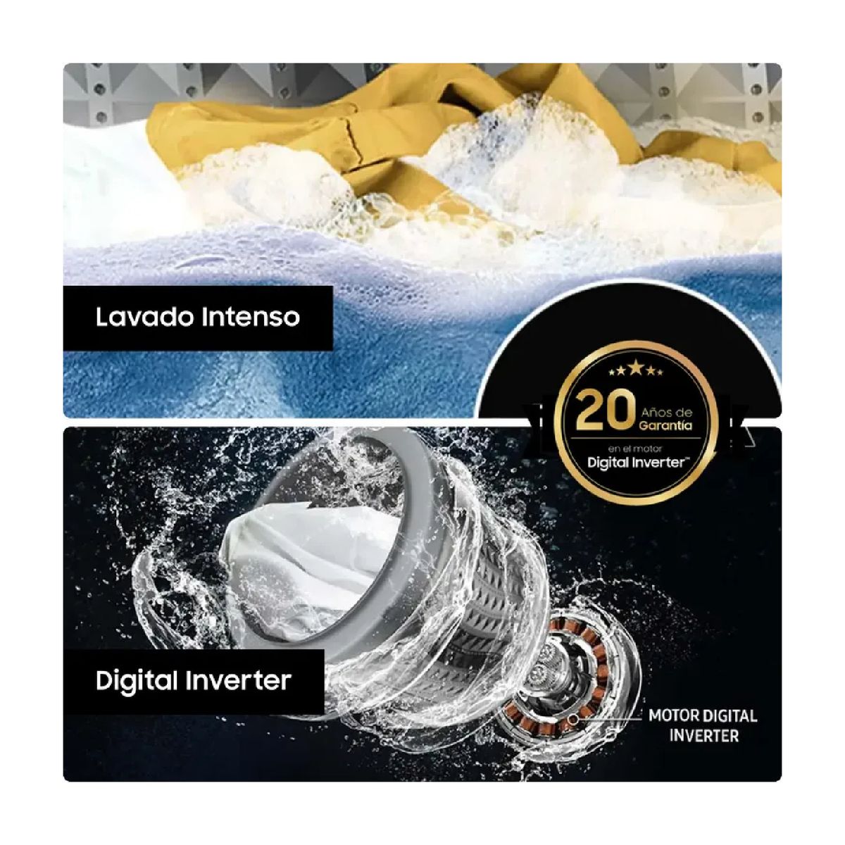 SAMSUNG - Lavadora SAMSUNG Carga Superior 19 kilos WA19CG6441BDCO Gris