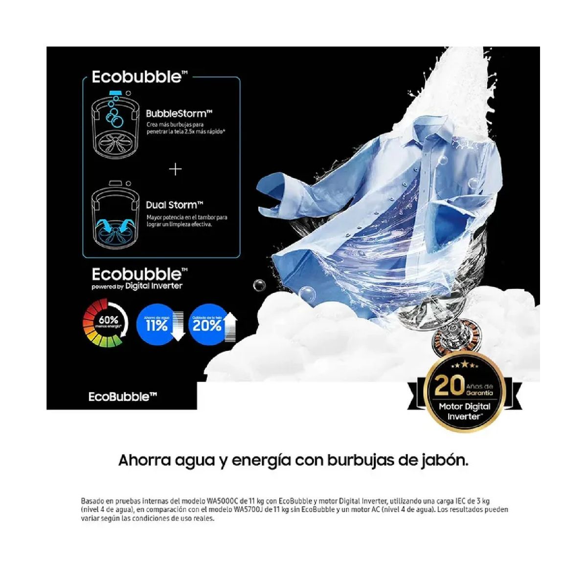 SAMSUNG - Lavadora SAMSUNG Carga Superior 19 kilos WA19CG6441BDCO Gris