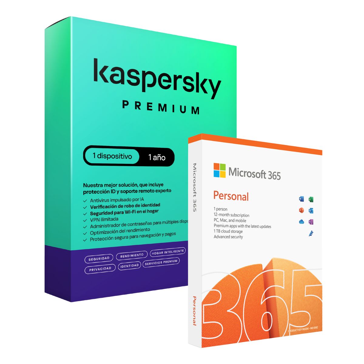 MICROSOFT - Microsoft Office 365 Personal 1 usuario + kaspersky Premium 1 Dispositivo 1 Año