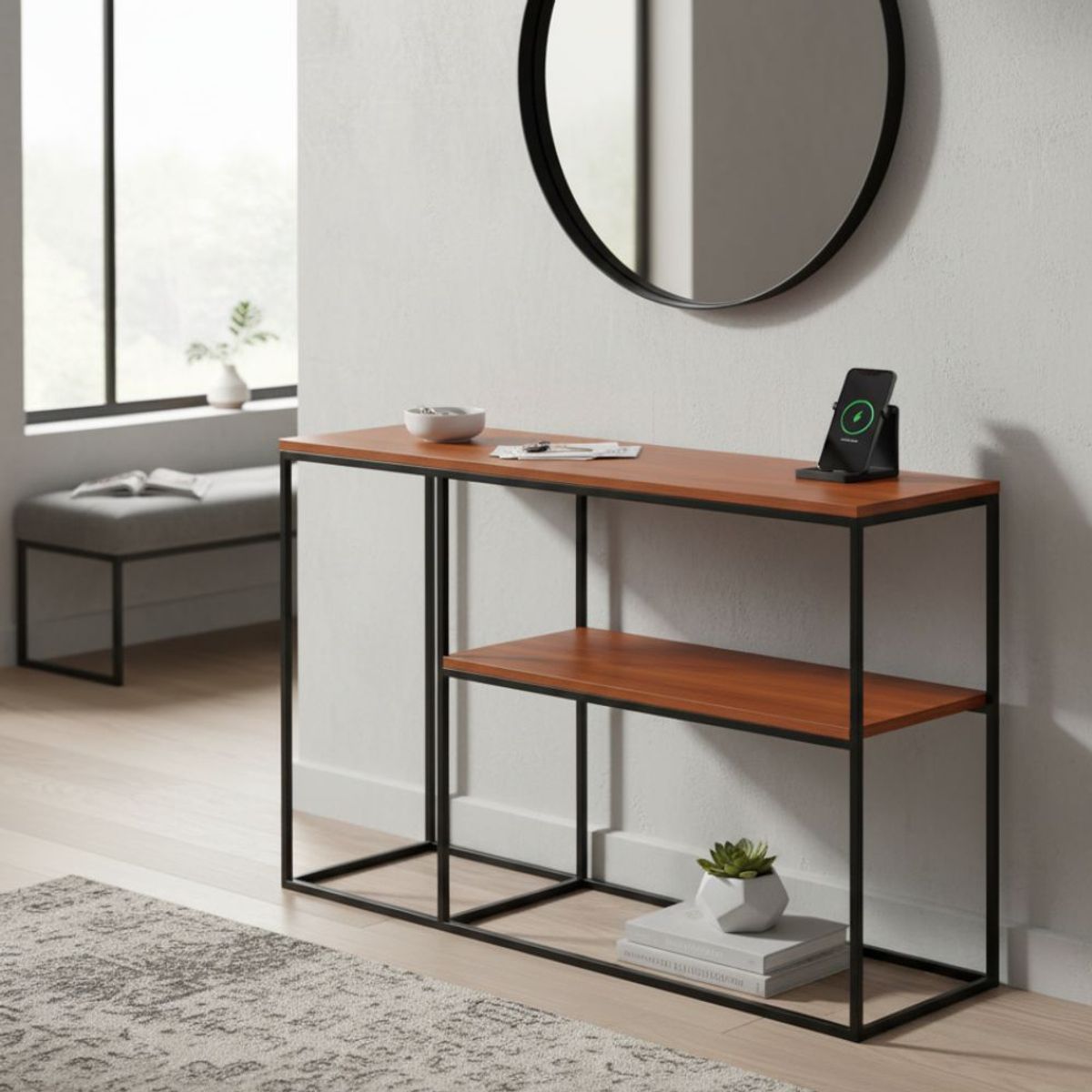 22 GRADOS DECORACION - Recibidor Cora 120cm x 40cm Formica y metal