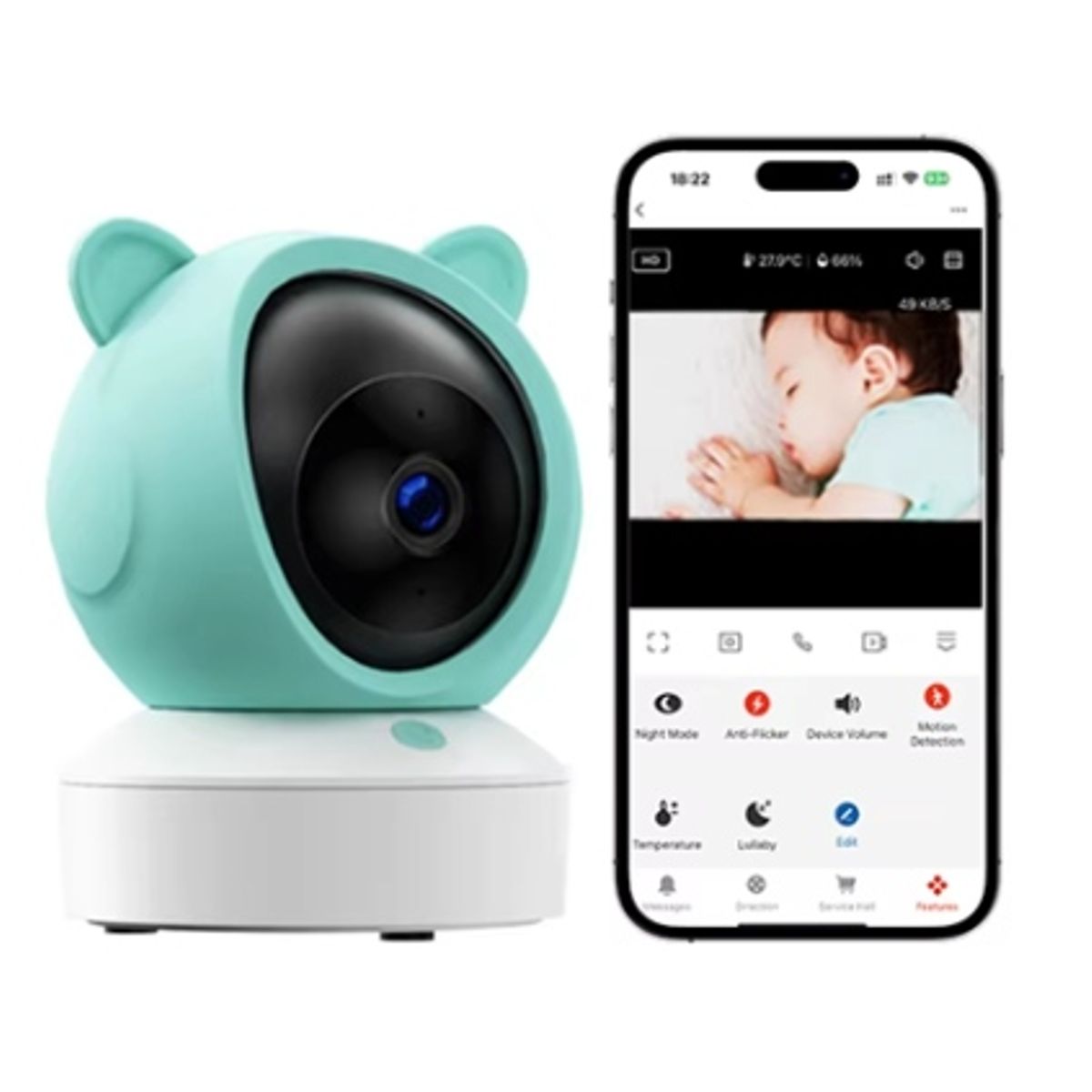 AMERICAN GENERICS - CÁMARA MONITOR PARA BEBÉ WIFI  VISIÓN REMOTA DESDE TU CELULAR