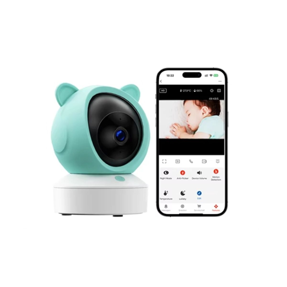 AMERICAN GENERICS - CÁMARA MONITOR PARA BEBÉ WIFI  VISIÓN REMOTA DESDE TU CELULAR