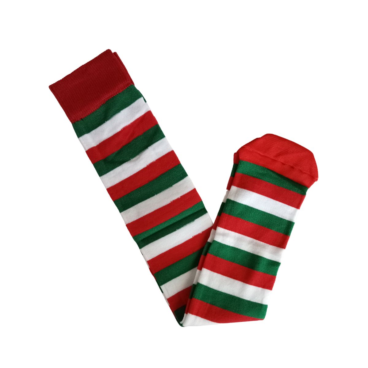 GENERICO - Medias largas bucaneras tejidas rodilla Blanco Rojo y Verde