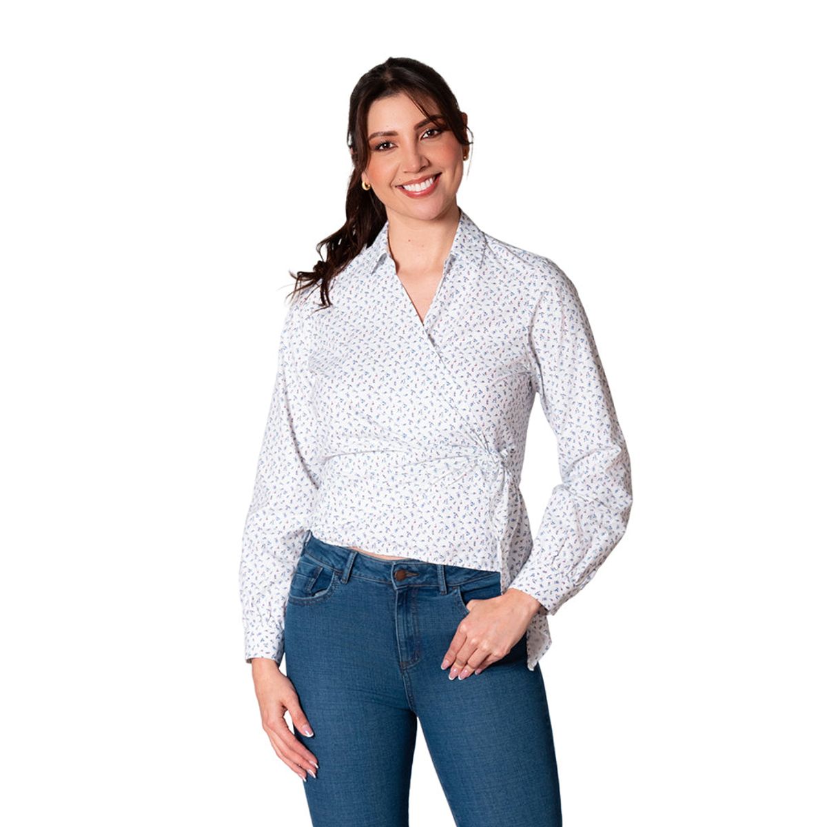 LEC LEE - Blusa Mujer Escote Cruzado Lec Lee XLAzul claro