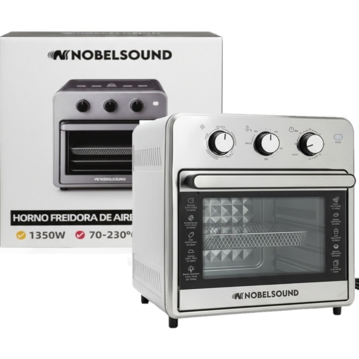 NOBELSOUND - Horno Freidor De Aire De 18 Litros - Asados Reposteria