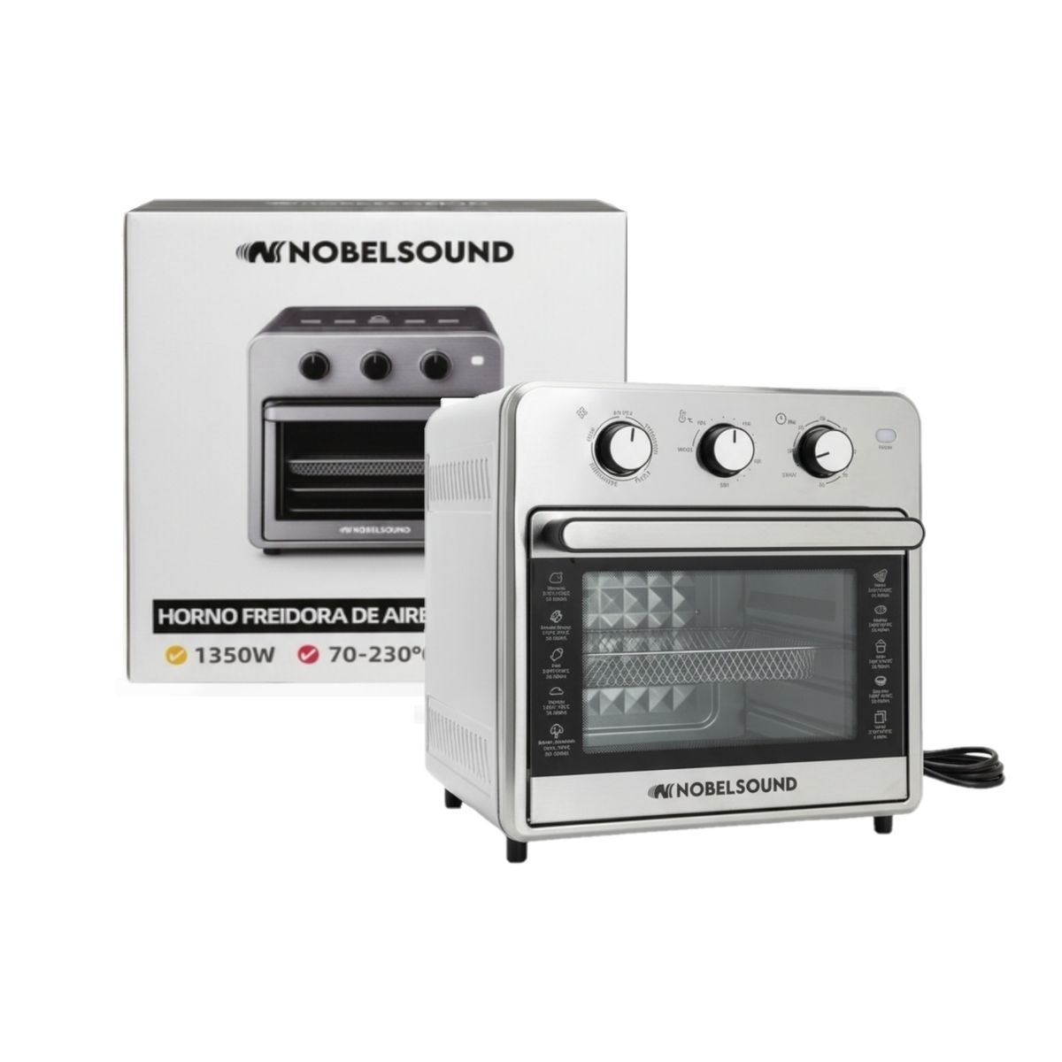 NOBELSOUND - Horno Freidor De Aire De 18 Litros - Asados Reposteria
