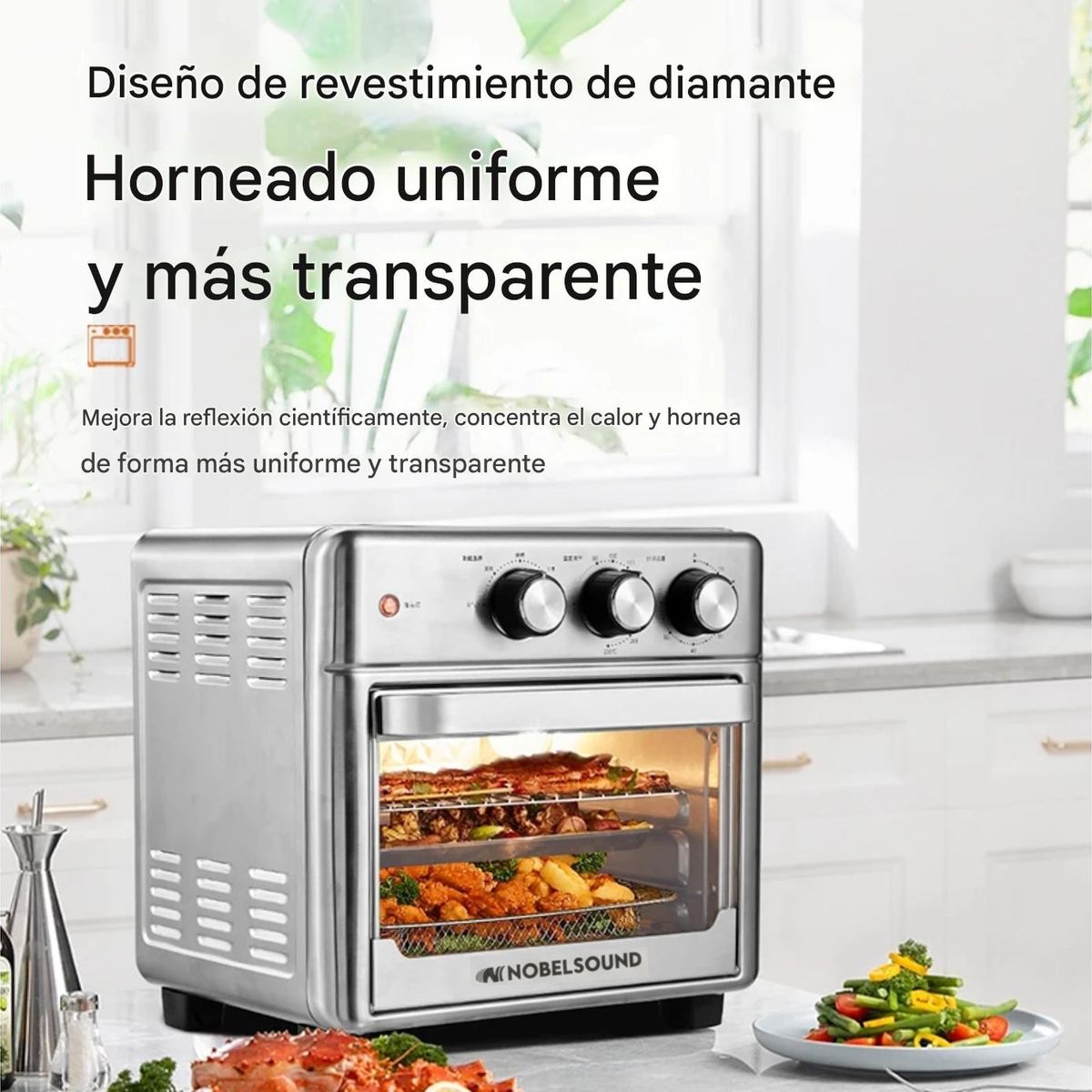NOBELSOUND - Horno Freidor De Aire De 18 Litros - Asados Reposteria