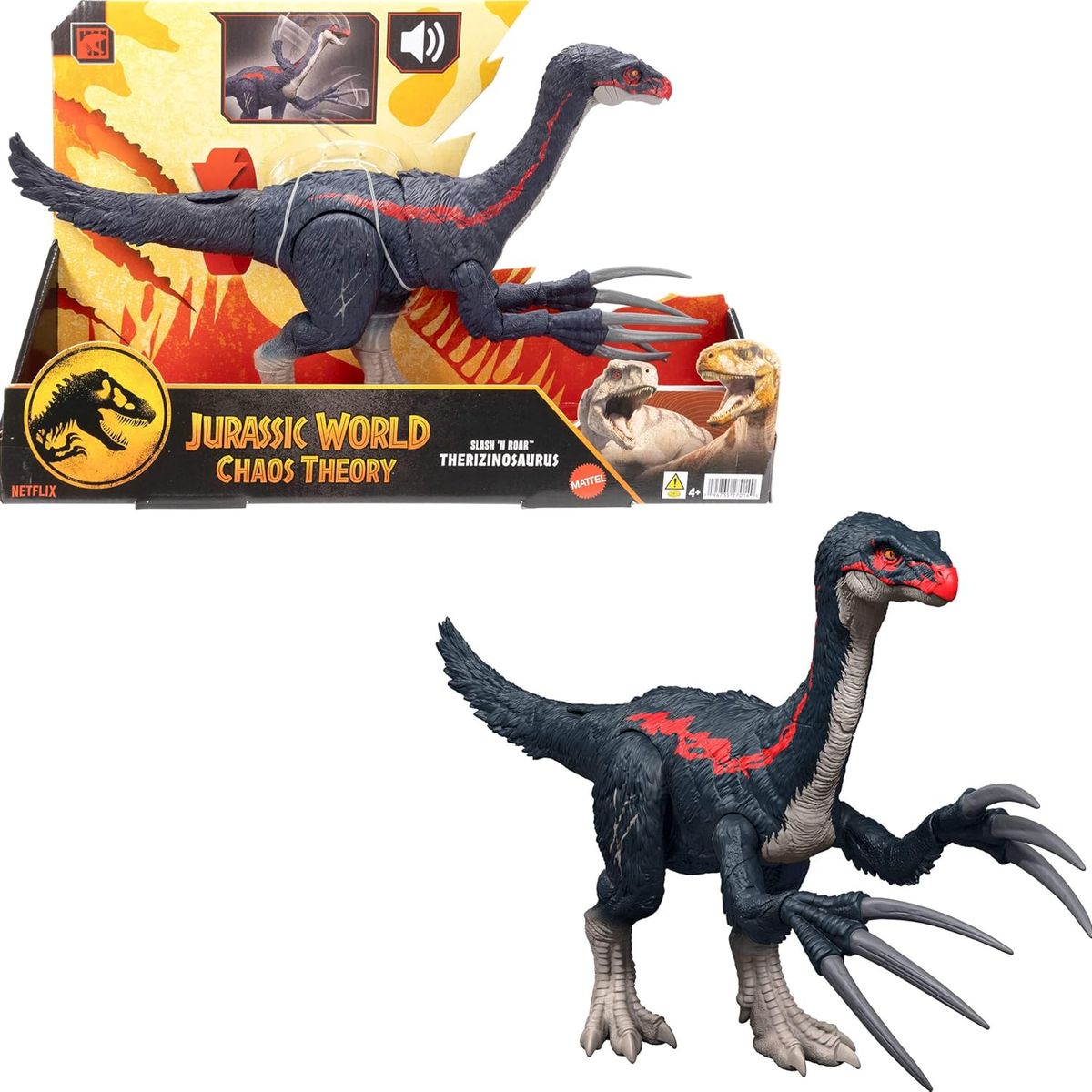 JURASSIC WORLD - Dinosaurio Mattel Jurassic World Chaos Theory Slash N Roar Therizinosaurus