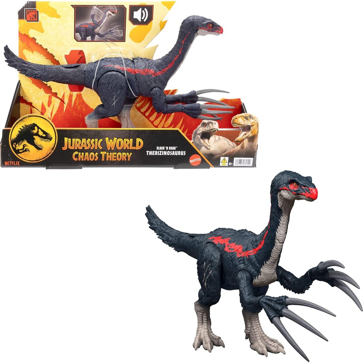 JURASSIC WORLD - Dinosaurio Mattel Jurassic World Chaos Theory Slash N Roar Therizinosaurus