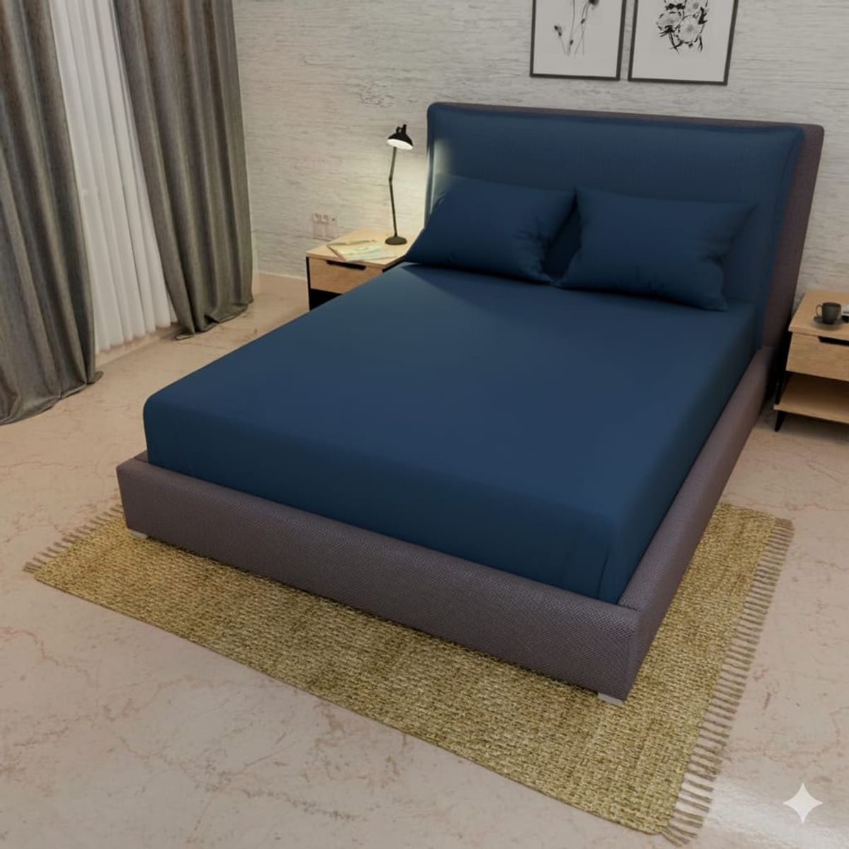 ELEGANT - Semi Juego de Sábana para Cama Doble de 1.40 m (3 Piezas: 1 Sábana Ajustable resortada y 2 Fundas)