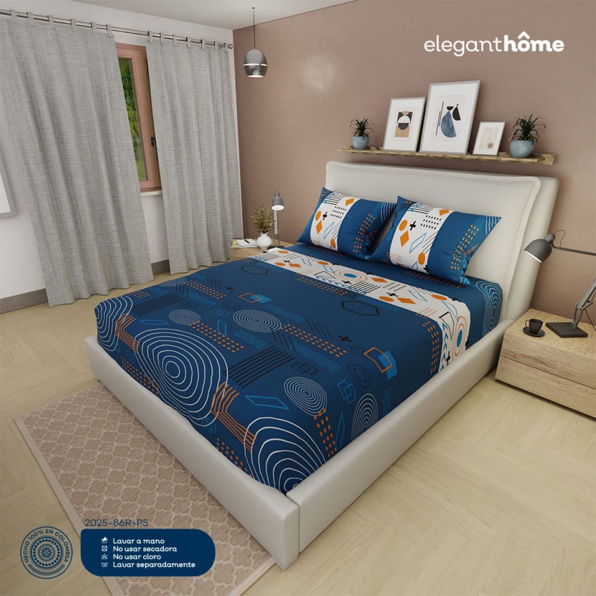 ELEGANT - Semi Juego de Sábana para Cama Doble de 1.40 m (3 Piezas: 1 Sábana Ajustable resortada y 2 Fundas)