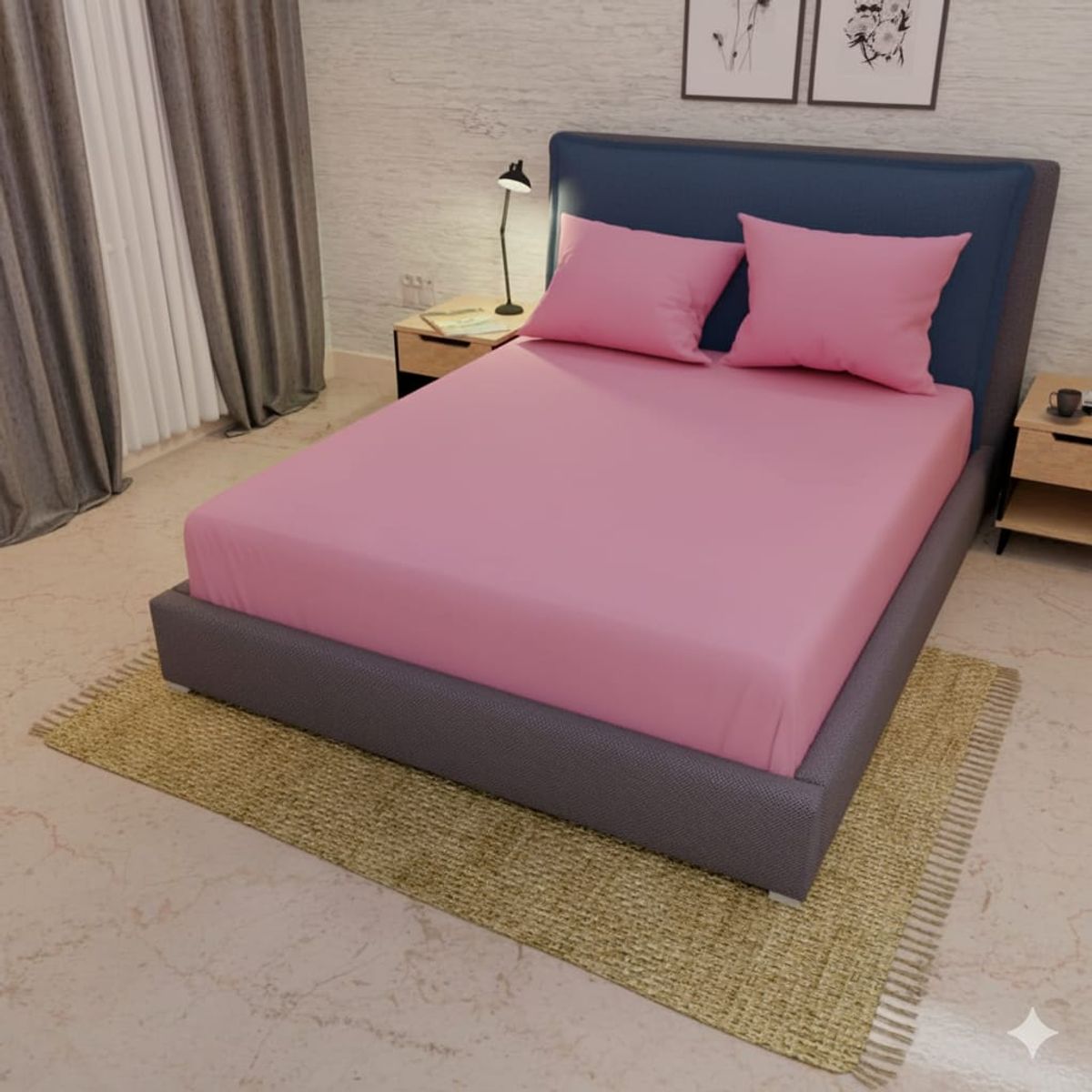 ELEGANT - Semi Juego de Sábana para Cama Doble de 1.40 m (3 Piezas: 1 Sábana Ajustable resortada y 2 Fundas)