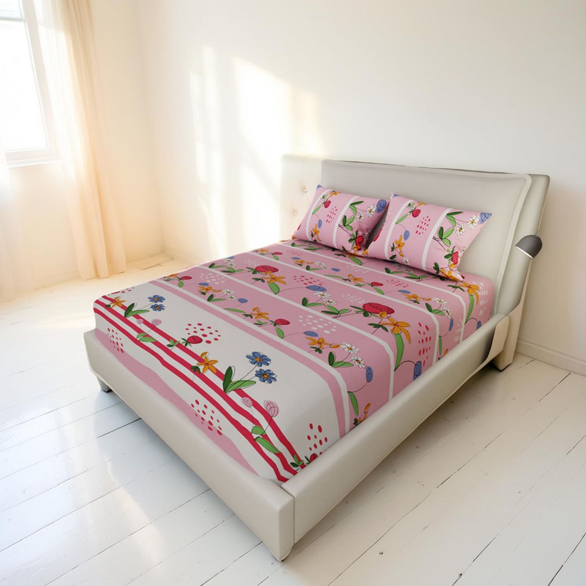 ELEGANT - Semi Juego de Sábana para Cama Doble de 1.40 m (3 Piezas: 1 Sábana Ajustable resortada y 2 Fundas)