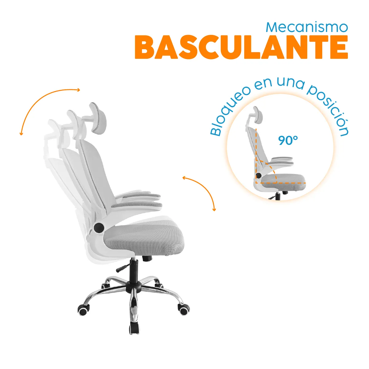 BONNO - Silla De Escritorio Evok Con Cabecero Gris Bonno