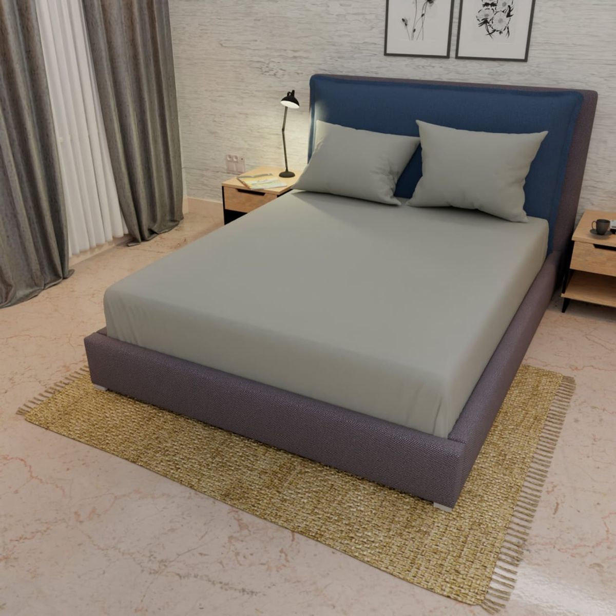 ELEGANT - Semi Juego de Sábana para Cama Doble de 1.40 m (3 Piezas: 1 Sábana Ajustable resortada y 2 Fundas)