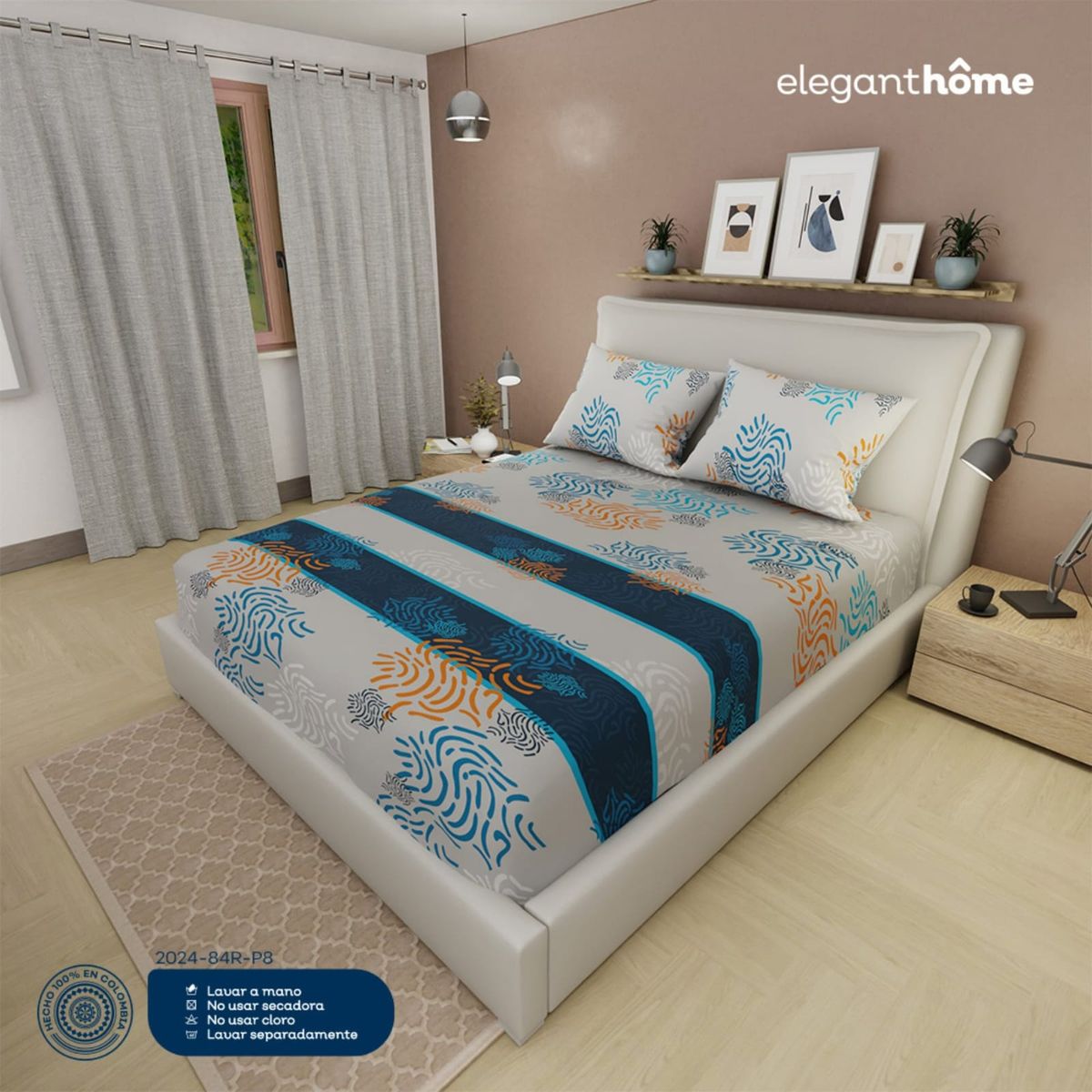 ELEGANT - Semi Juego de Sábana para Cama Doble de 1.40 m (3 Piezas: 1 Sábana Ajustable resortada y 2 Fundas)