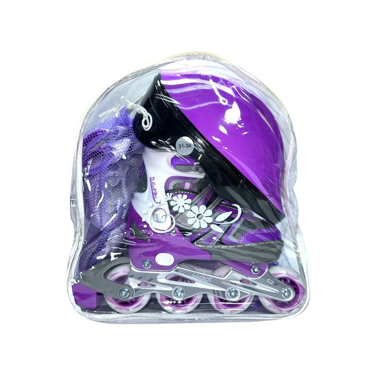 BLADERUNNER - Patines En Linea Semiprofesionales Kit Blades Con Protecciones Morado XS 27 Ajustables a 30