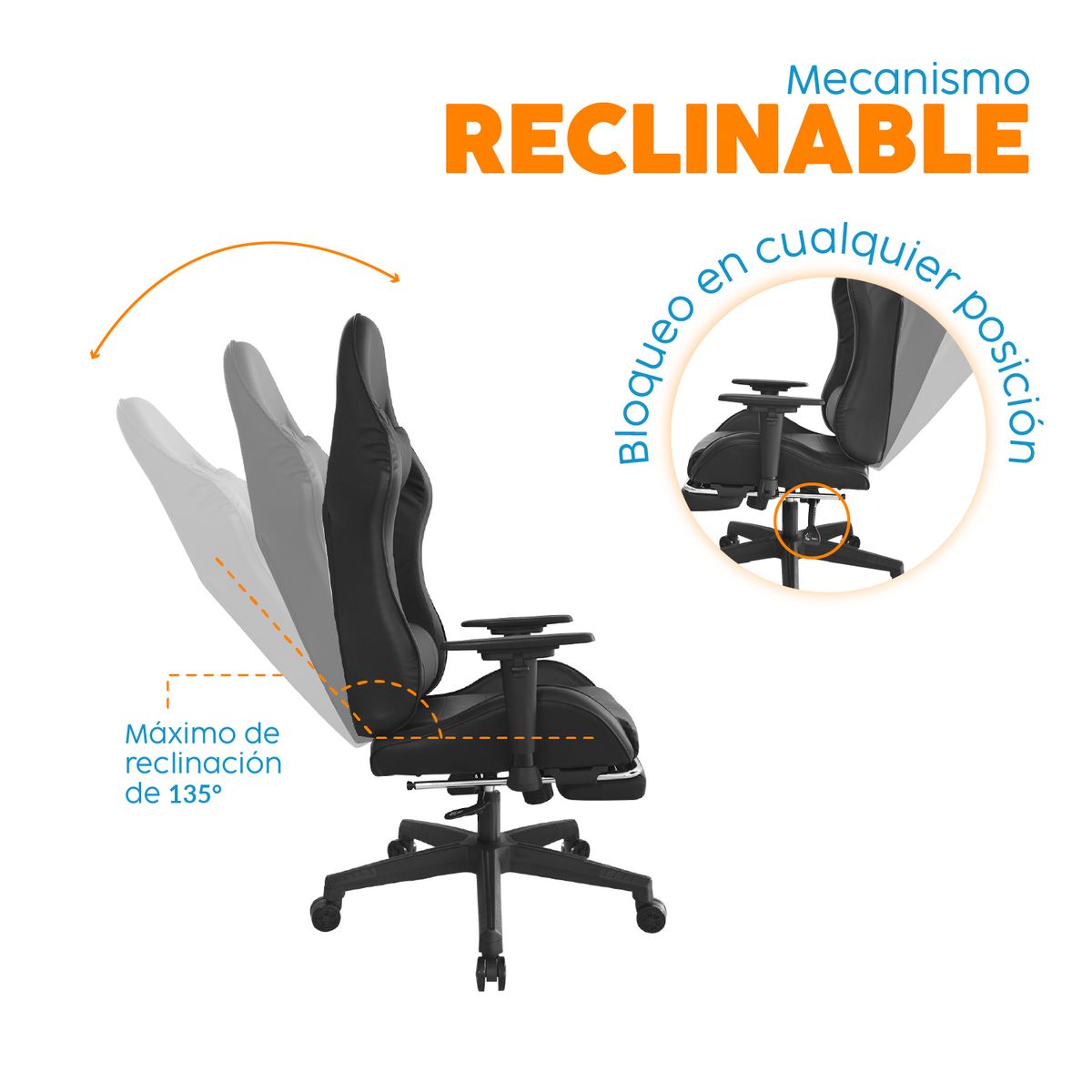 BONNO - Silla Gamer Con Reposapiés Leaf Negro Bonno