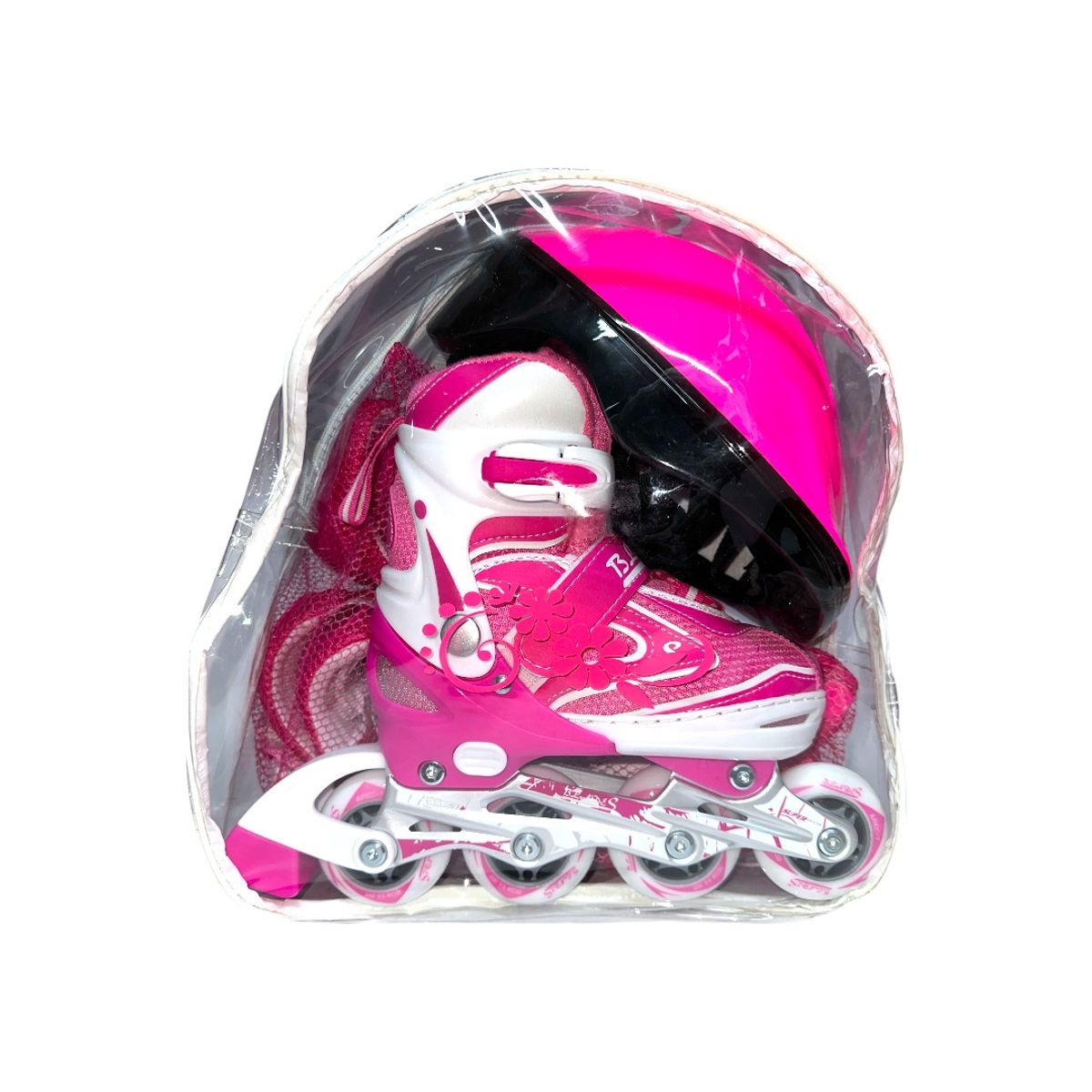 BLADERUNNER - Patines En Linea Semiprofesionales Kit Blades Con Protecciones Fucsia XS 27 Ajustables a 30