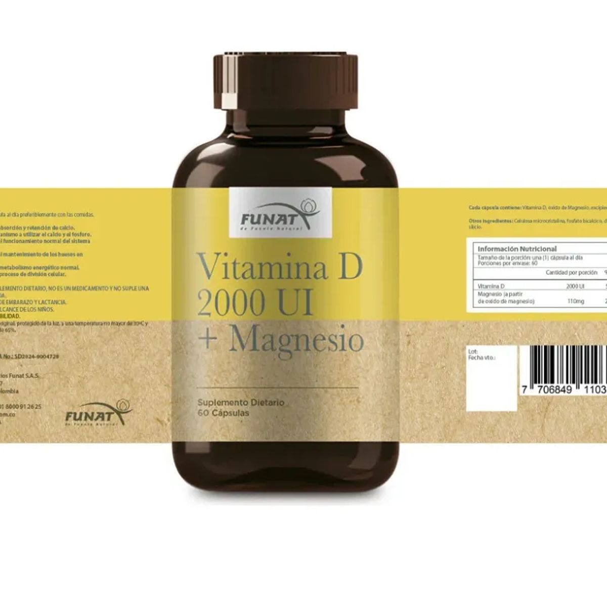 FUNAT - ALIMENTO CON VITAMINA D + MAGNESIO X 60 UNIDADES/ FUNAT