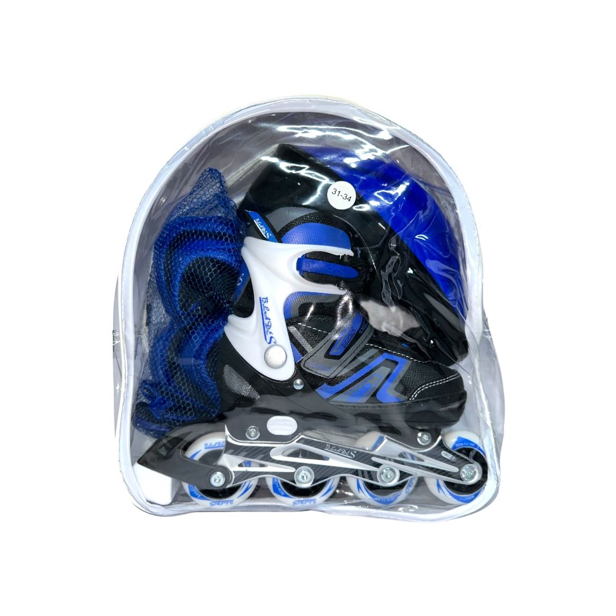 BLADERUNNER - Patines En Linea Semiprofesionales Kit Blades Con Protecciones Azul S 31 Ajustables a 34