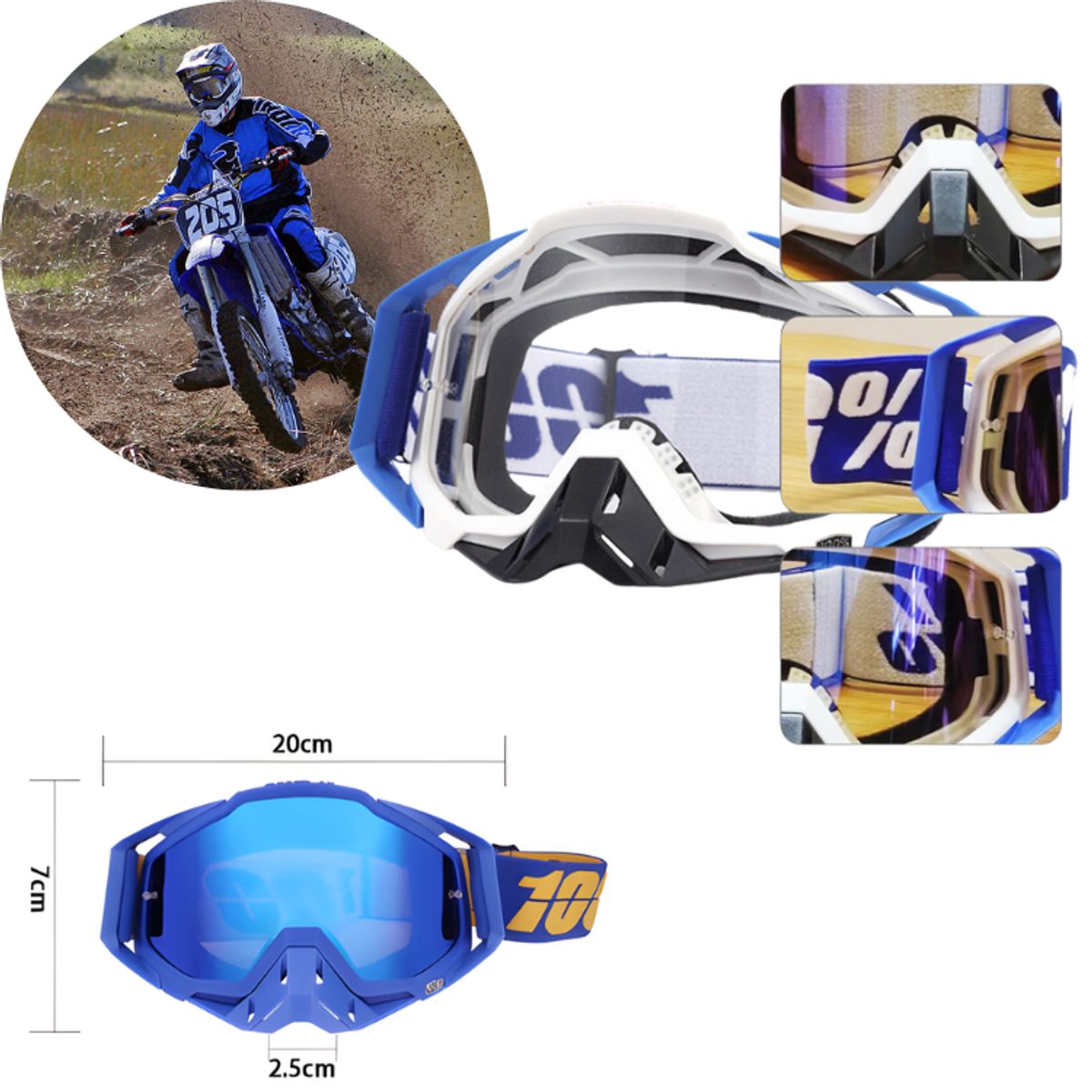 100 - Gafas goggles armega 100% casco enduro motocross indumentaria