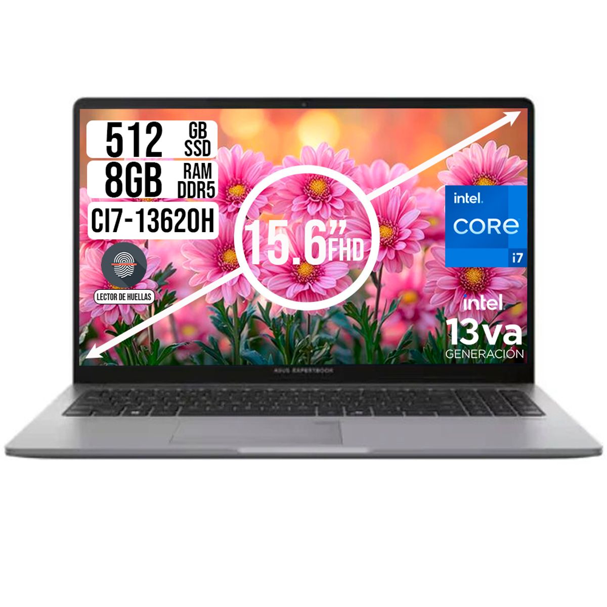 ASUS - PORTATIL ASUS EXPERBOOK INTEL CORE I7-13620H SSD 512GB  RAM 8GB 15.6 FHD