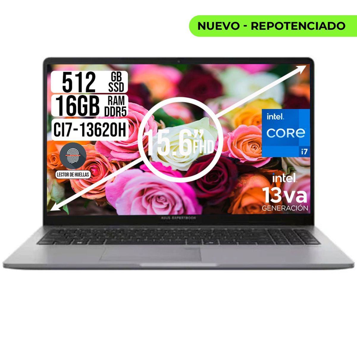 ASUS - PORTATIL ASUS EXPERBOOK INTEL CORE I7-13620H SSD 512GB  RAM 16GB 15.6 FHD