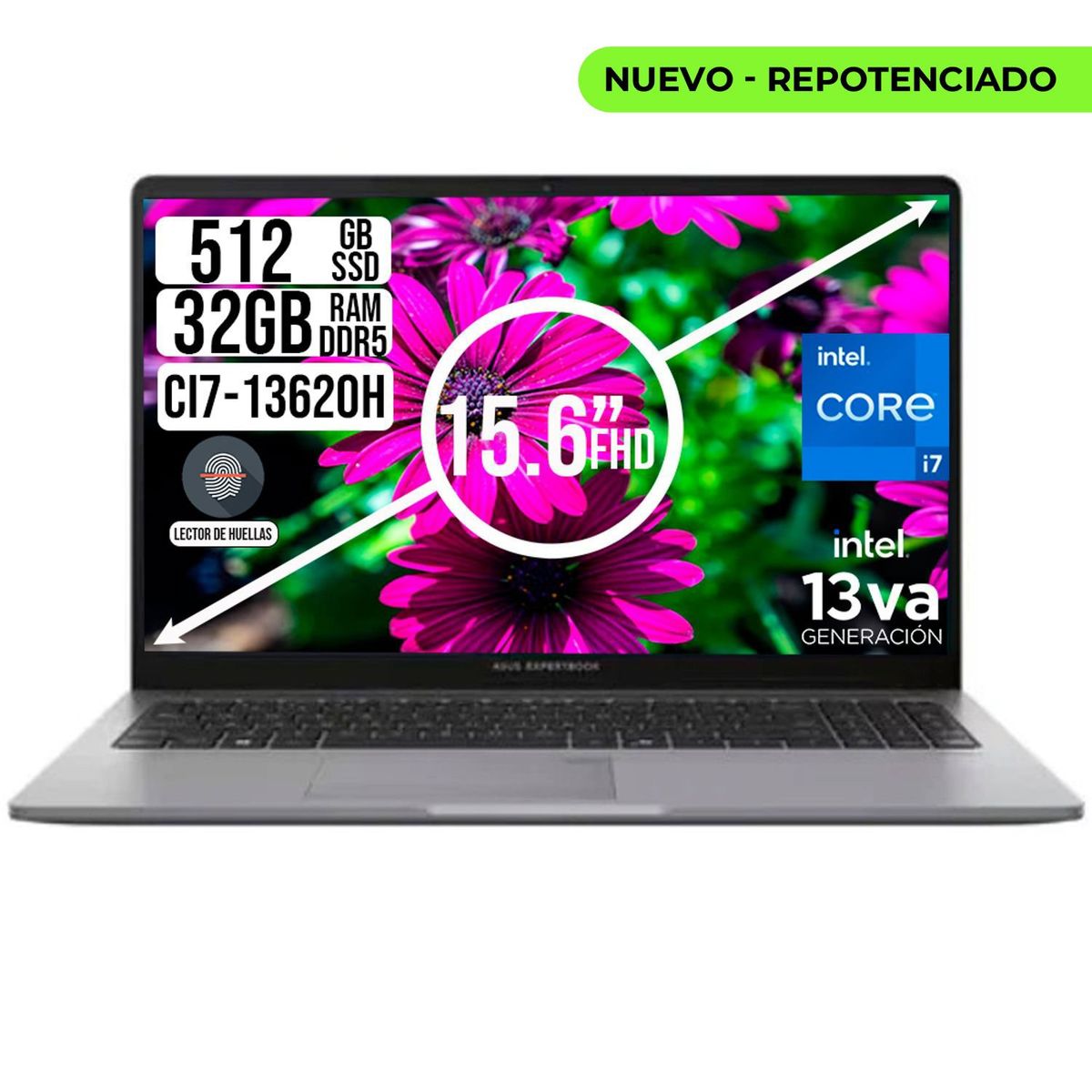 ASUS - PORTATIL ASUS EXPERBOOK INTEL CORE I7-13620H SSD 512GB  RAM 32GB 15.6 FHD