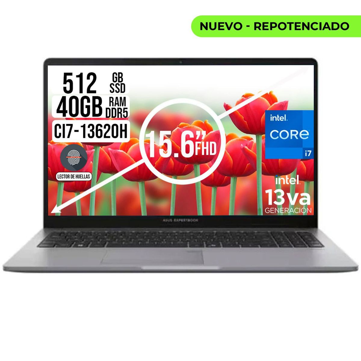 ASUS - PORTATIL ASUS EXPERBOOK INTEL CORE I7-13620H SSD 512GB  RAM 40GB 15.6 FHD