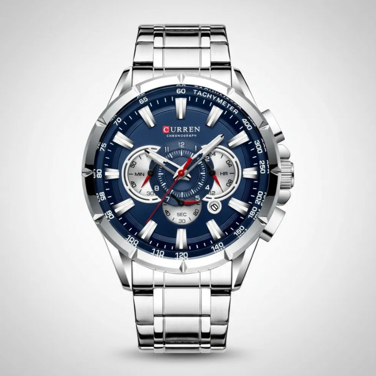 CURREN - RELOJ EN ACERO INOXIDABLE CRONOGRAFO DE LUJO EN ESTUCHE DE LUJO