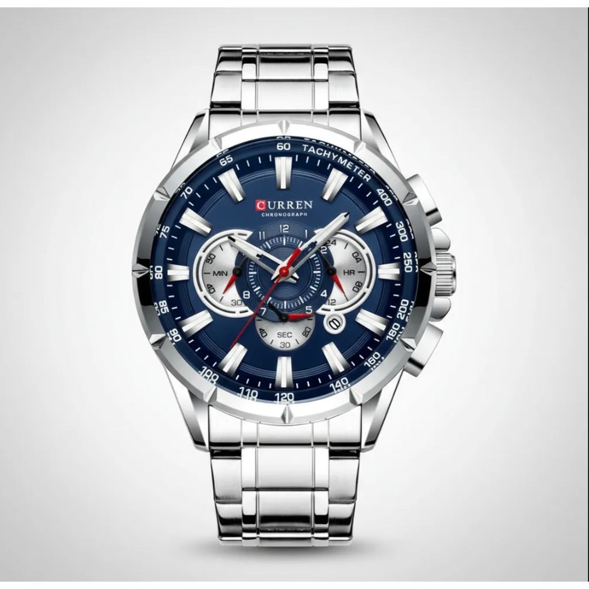 CURREN - RELOJ EN ACERO INOXIDABLE CRONOGRAFO DE LUJO EN ESTUCHE DE LUJO