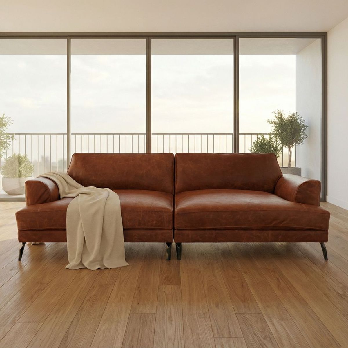 22 GRADOS DECORACION - Sofá Osiris 250cm x 95cm Cuero natural