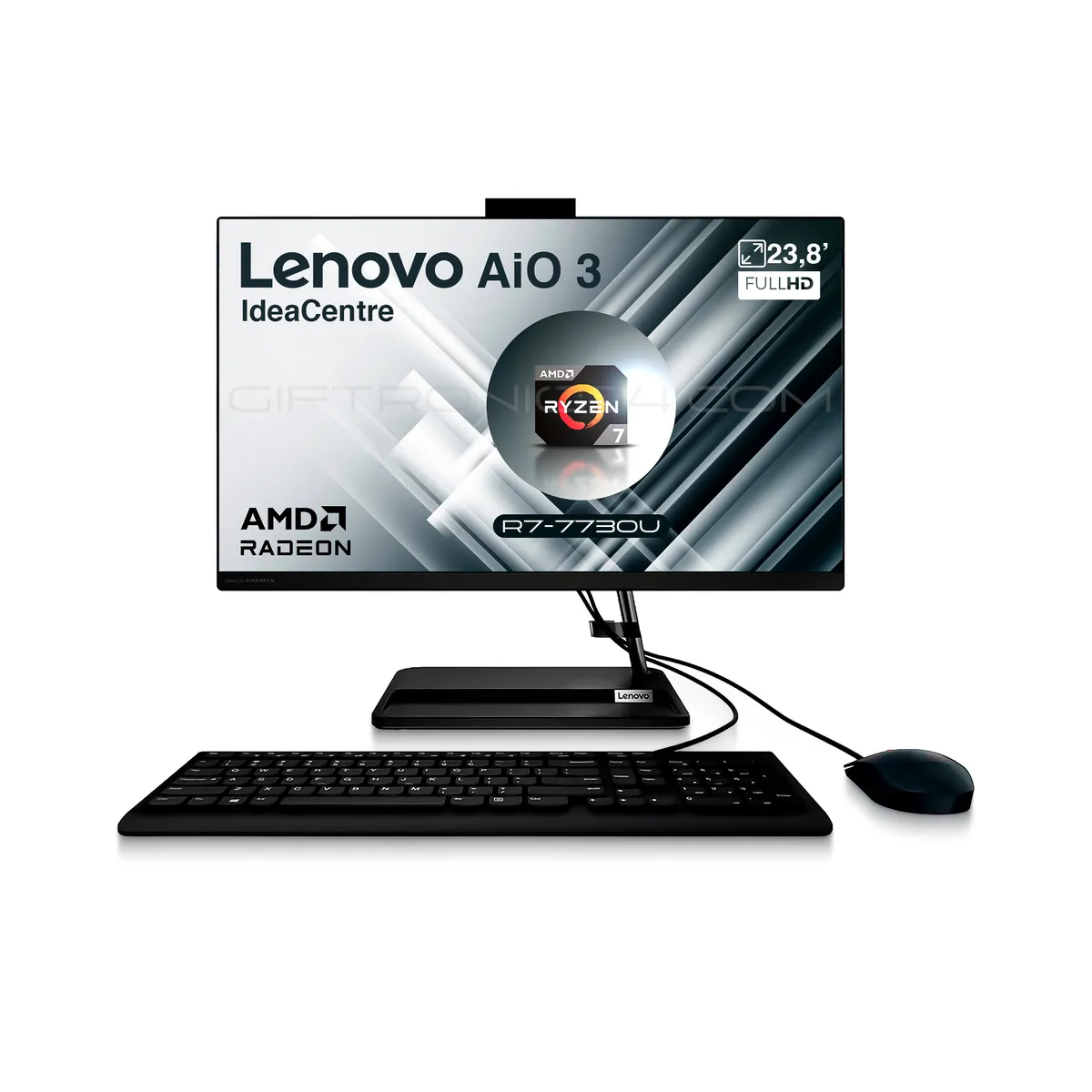 LENOVO - Aio Lenovo IdeaCentre AIO 3 24ALC6 - 23,8' FHD - AMD R7-7730U - 16GB RAM 512GB SSD - Negro