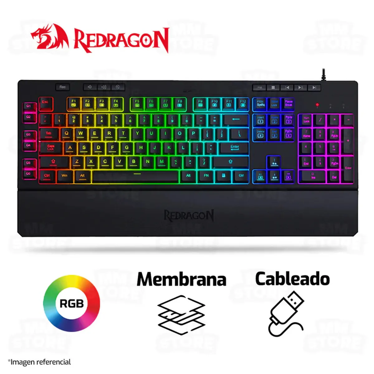 REDRAGON - Teclado REDRAGON K512 SHIVA RGB Negro de Estructura Sólida y Activación Precisa