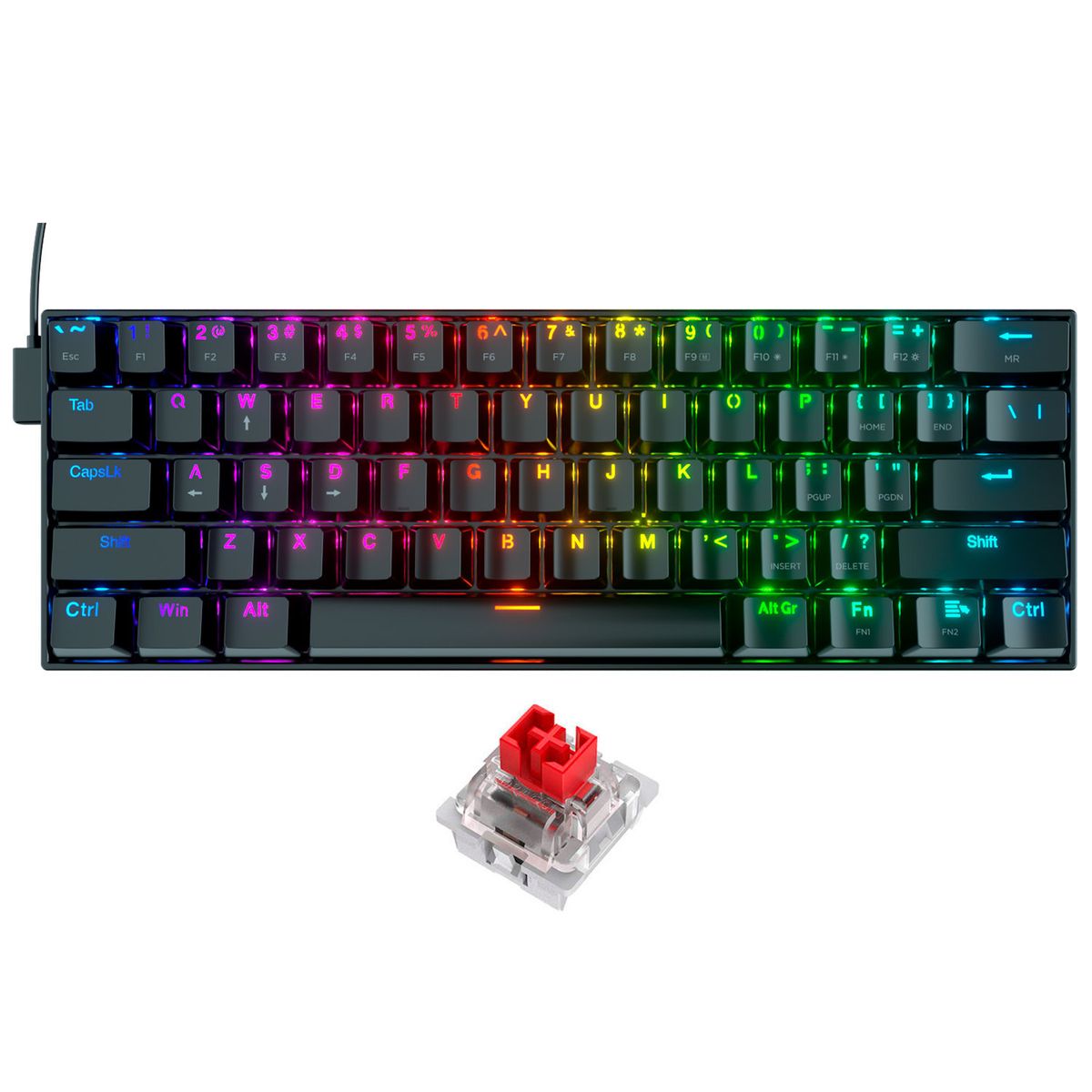 REDRAGON - Teclado REDRAGON K630 RGB DRAGONBORN Switch Red de Construcción Sólida y Activación Suave