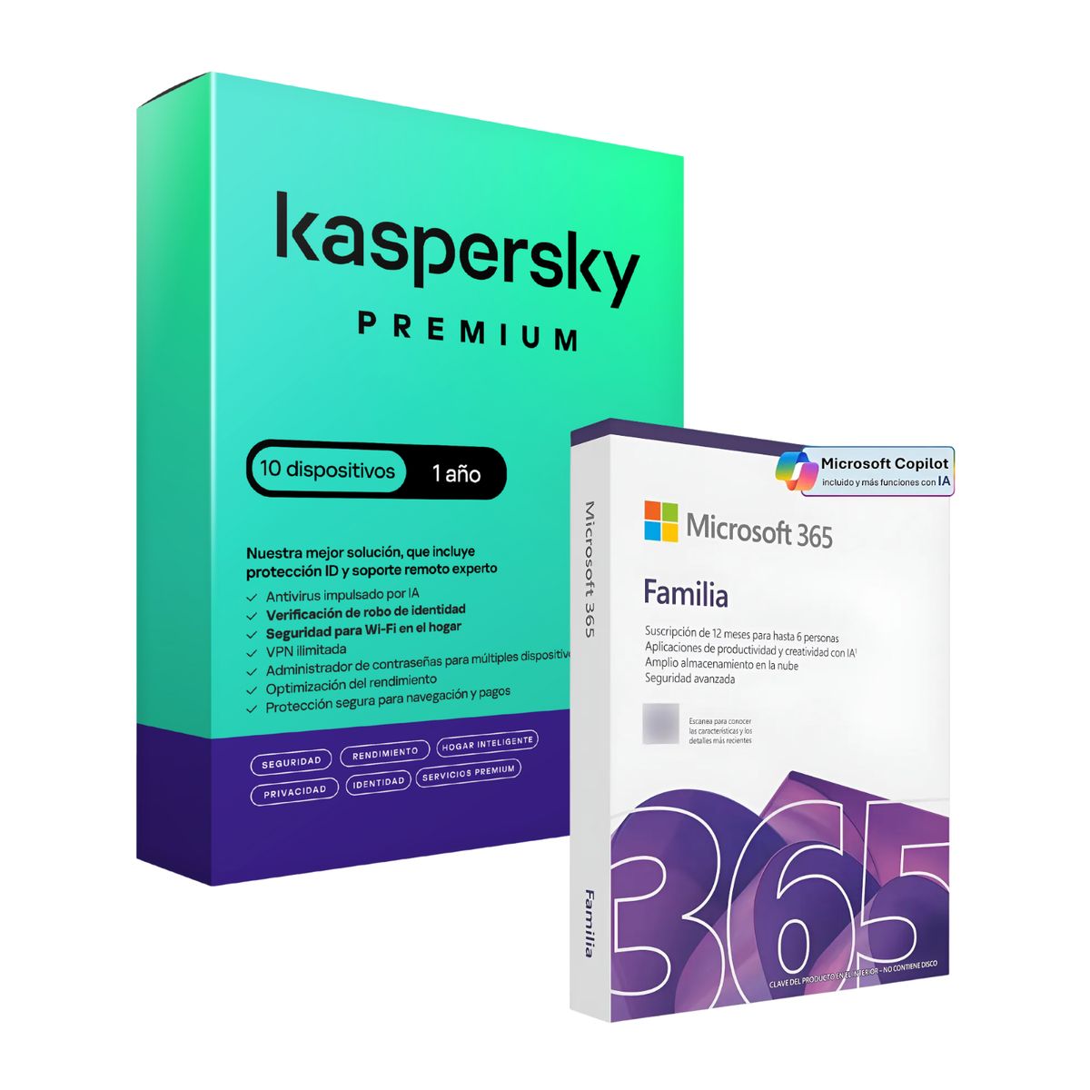 MICROSOFT - Microsoft Office 365 Familia 6 usuarios + kaspersky Premium 10 Dispositivos 1 Año
