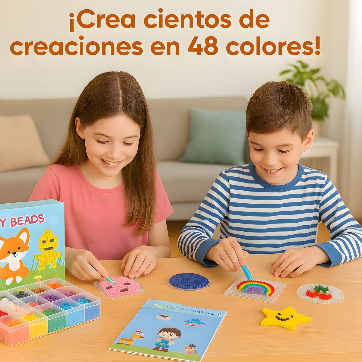 GENERICO - Kit Hama Beads 26000pzs 26mm 48 Colores + Bases Y Pinzas