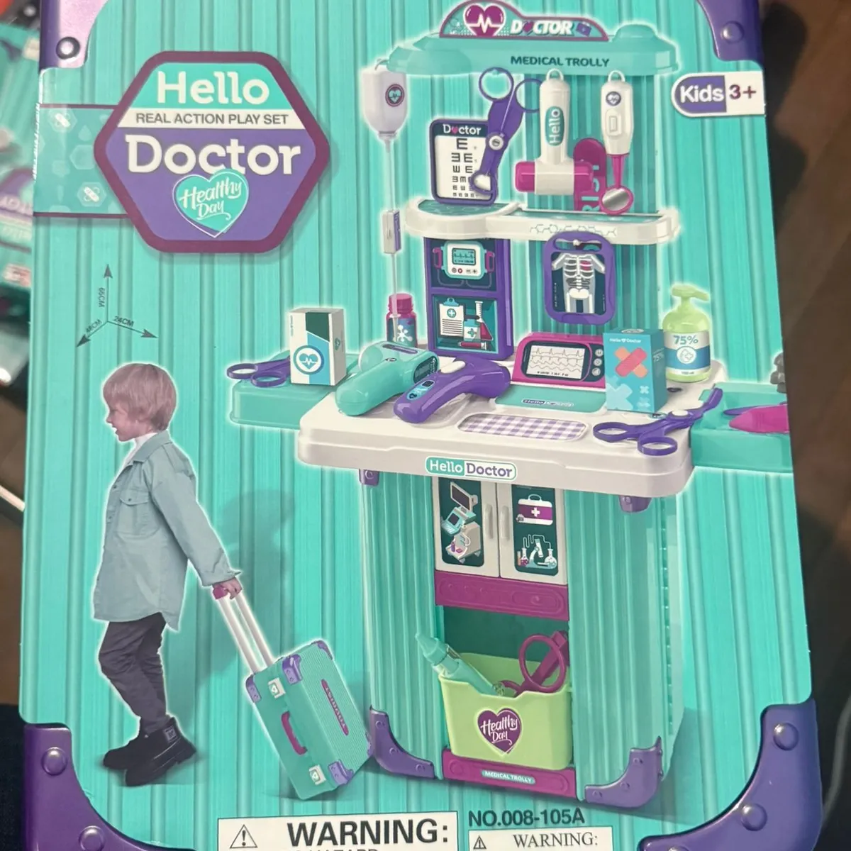 GENERICO - Kit Medico Maleta Con Rodachines Juguete Para Niños Doctor Azul Acero