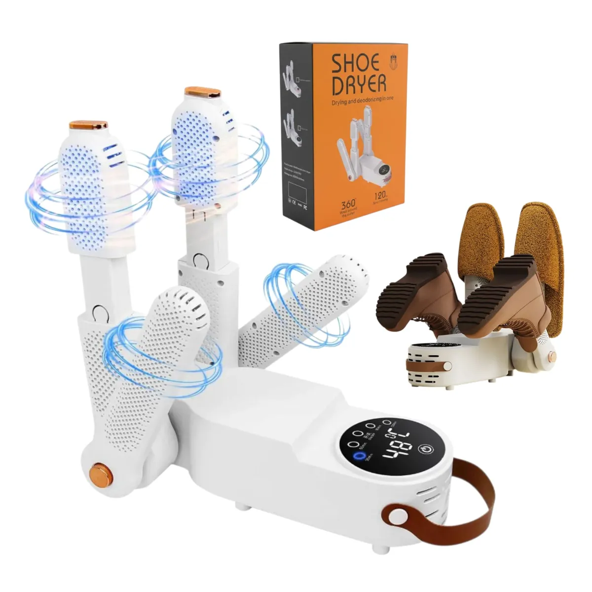 PROTOOL - Secador De Zapatos Y Medias 4 En 1 Digital Plegable + Luz Uv Blanco