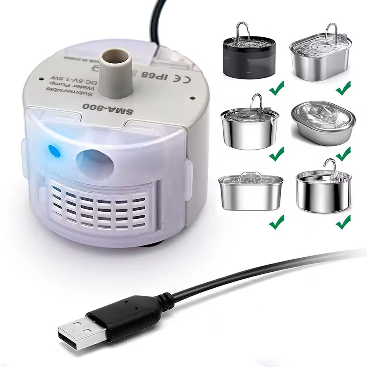 GENERICO - Bomba Universal Usb Para Fuente De Agua De Gatos Y Perros