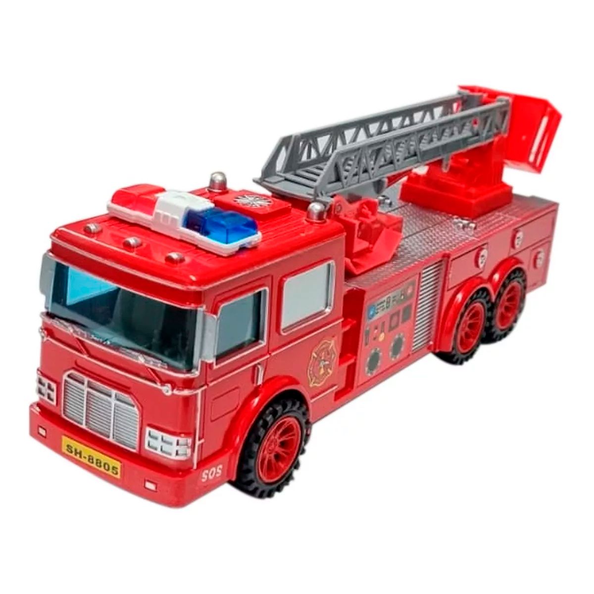 GENERICO - Camion Bomberos Rescate Escalera Juguete 30cm Carro Fricción SH-8805