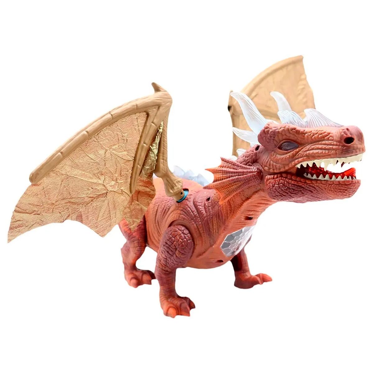 GENERICO - Dragon Dinosaurio Cuerno Luces Espinas 30cm Juguete Café 6659