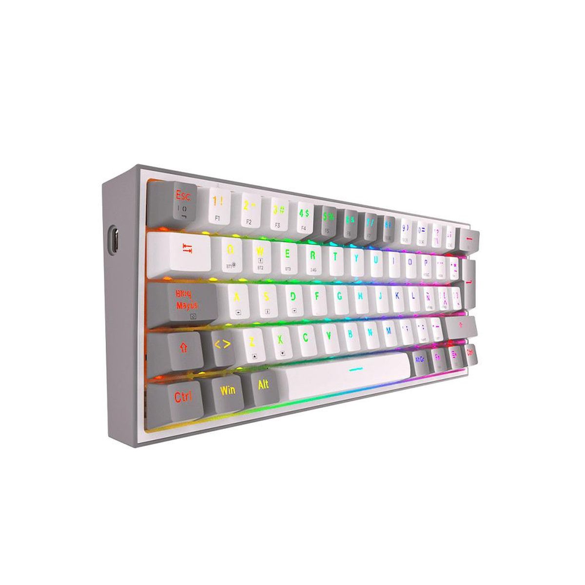 REDRAGON - Teclado REDRAGON K616 FIZZ PRO RGB Blanco Gris con Acabados Resistentes y Activación Suave