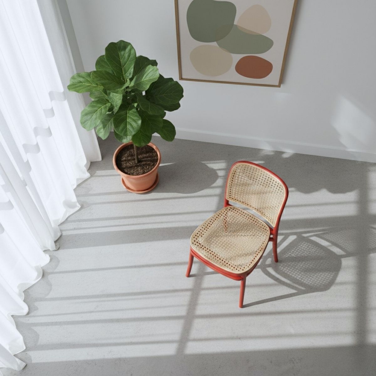 ENTRE NOS HOME - Silla Comedor Serena Roja Estilo Ratán Tejido Rejilla