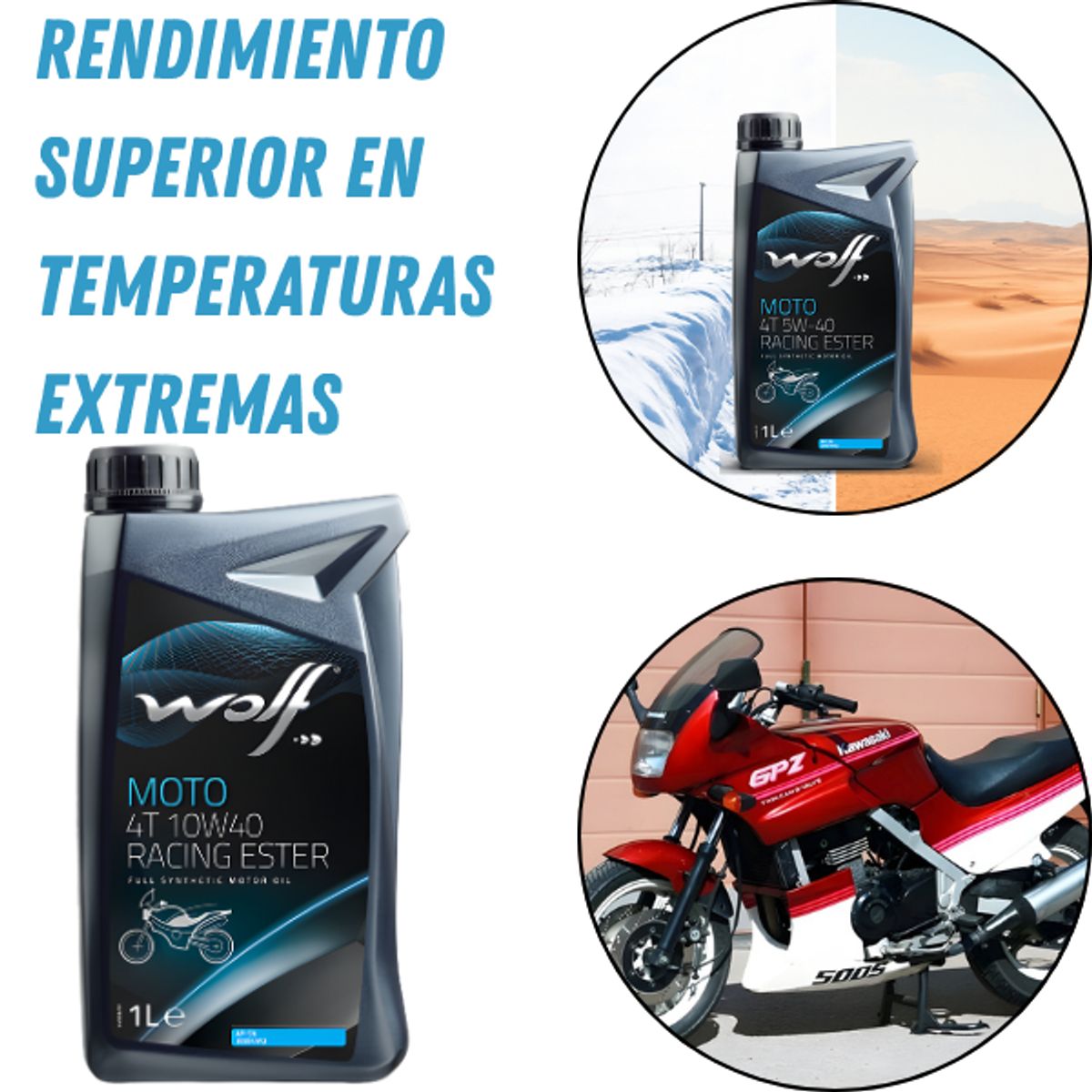 GENERICO - Aceite wolf 10W40 full sintetico racing mantenimiento moto