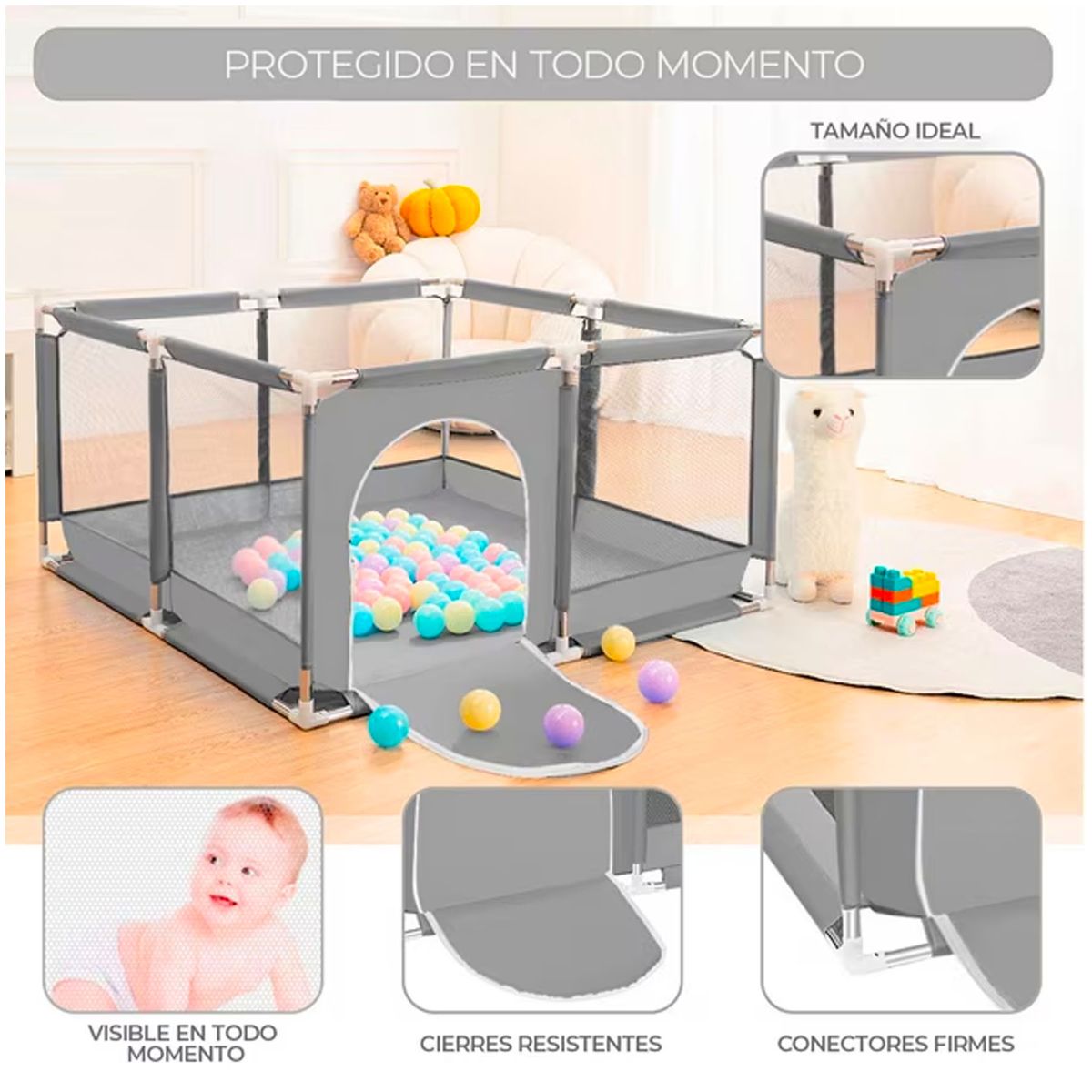 ONE PIXEL - Corral Para Bebes Infantil Actividades Con Seguridad Y Protección