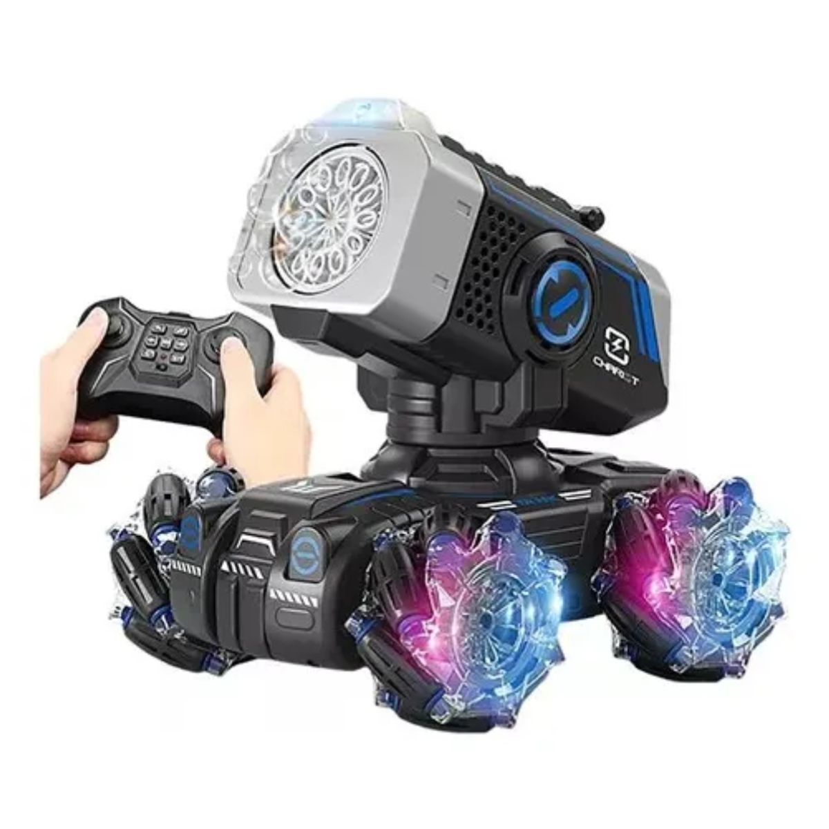 TECNOHOGAR JS - Carro Control Remoto 360 Cañón Lanza Burbujas Con Luz Negro