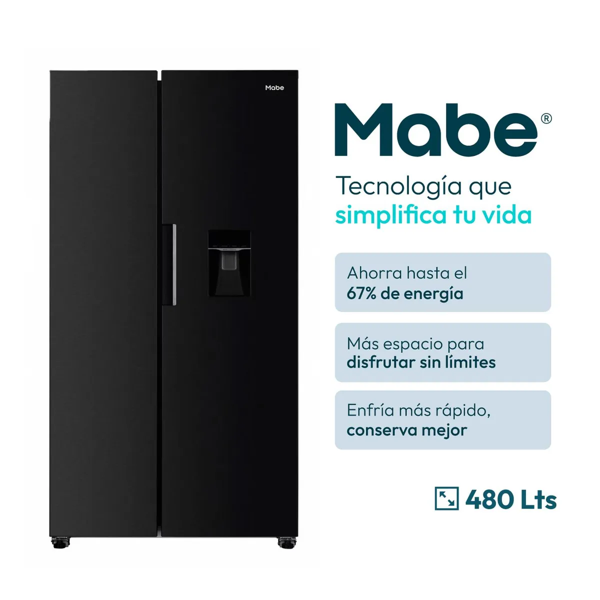 MABE - Nevecón Side By Side Inverter 480 L Black Mabe MSL480LMLPS0